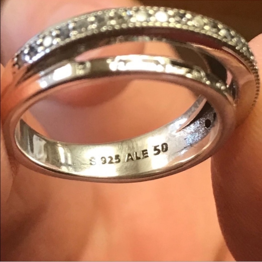 $95 New Pandora Triple Band Pave Ring Size 5 - Picture 11 of 14